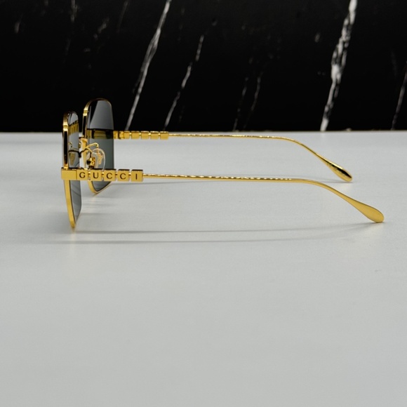 NEW GUCCI GOLD GREY SQUARE SUNGLASSES GUCCI NEW COLLECTION 2024 - Picture 9 of 15